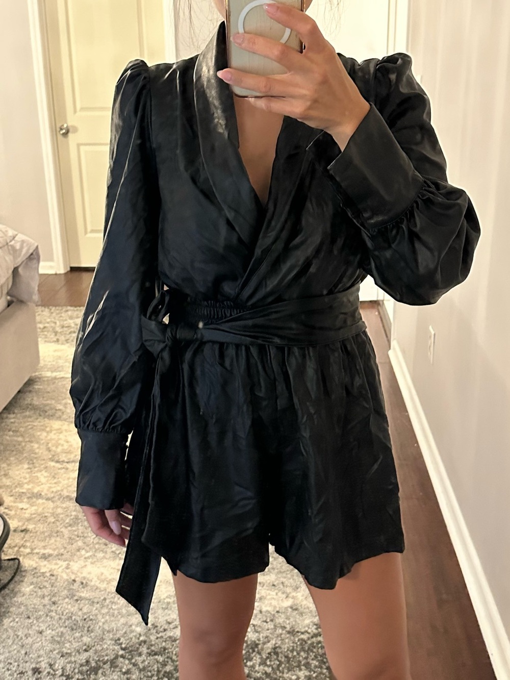 AREA Black Faux Leather Jacket with Textured Fabric